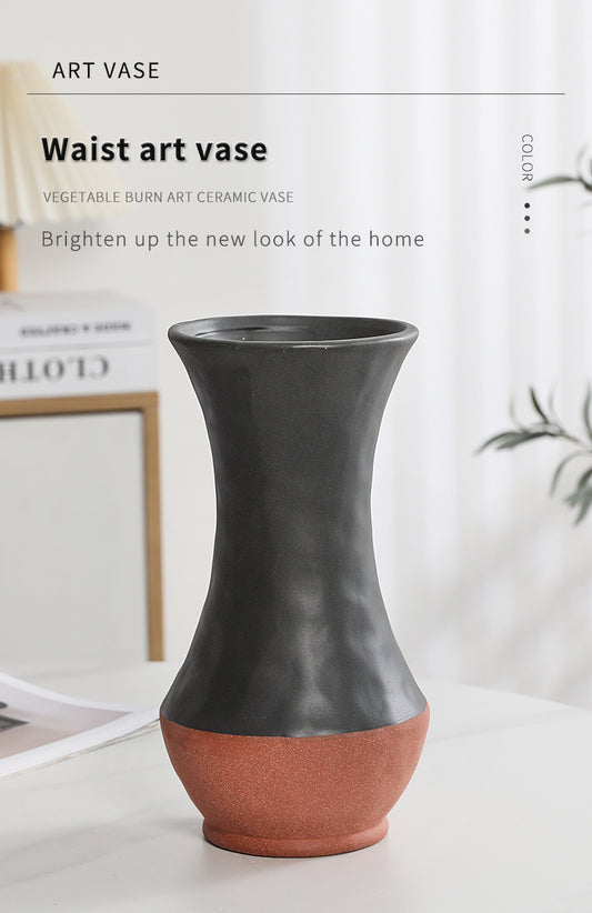 Modern Black Ceramic Vase, Ceramic Flower Vases Decorative, Fireplace, Table Decor, Modern Farmhouse Decor Vase