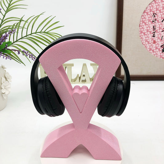Adorable Pink Resin Headset Stand with Branding - Perfect for Desk Decor- Aesthetic and Functional