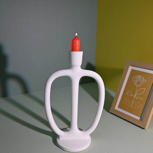 Bohemian style candlestick, White simple candlestick, Home decor, Room decor