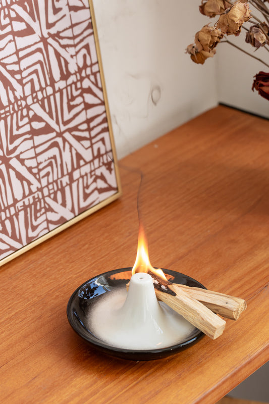 Incense Burner Holder, Palo Santo Holder, Sage Holder for Burning, Incense Holder for Sticks, Candle Holder, Ceramic Ash Catcher Tray for Meditation Yoga Room Home Decor
